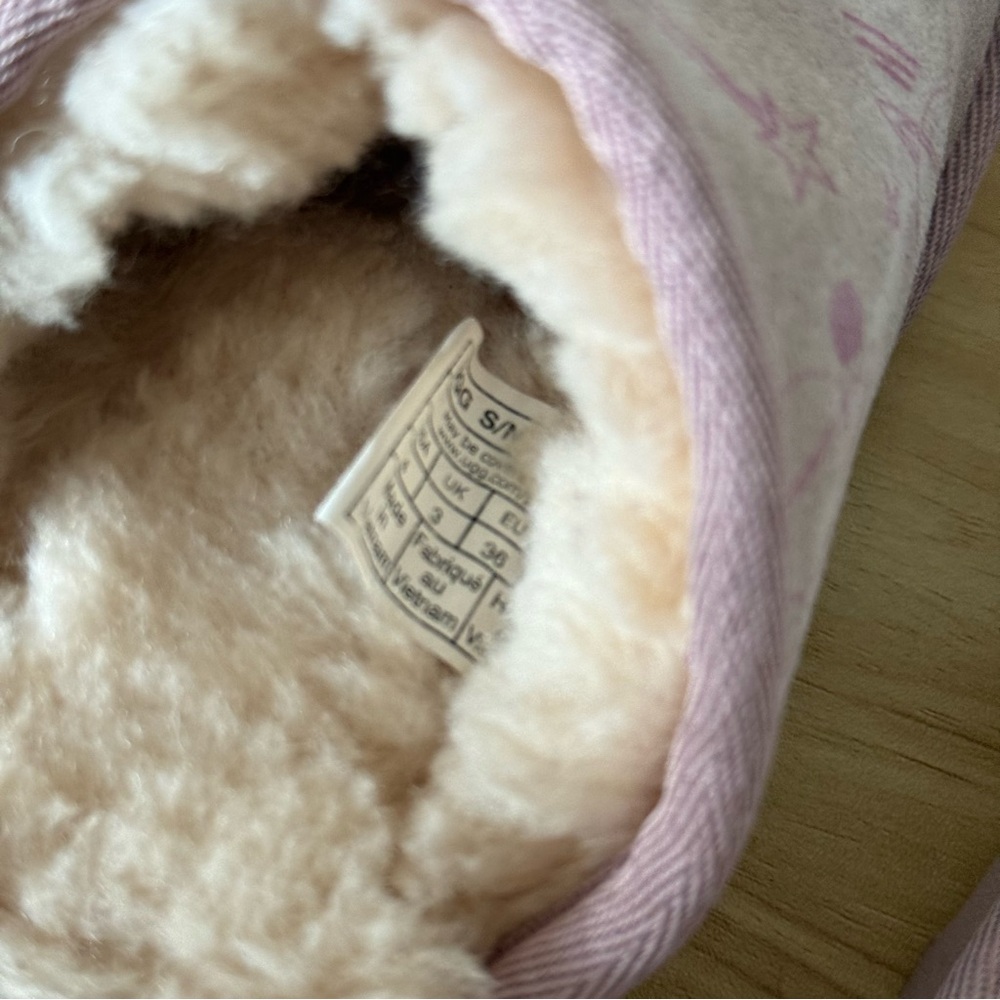UGG Pink Plush Slip-On Women's Slippers with Star Print 36(US4) - Picture 6 of 8